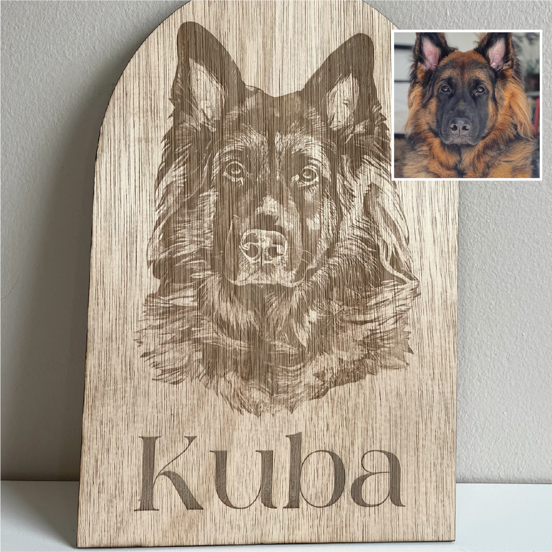 Pet Portrait Engraving On Wood